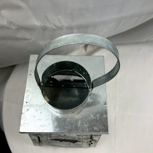 PIG Lantern aluminum candle light with lid 6 x 6 x 9" cut outs of wire with pigs - Picture 9 of 10